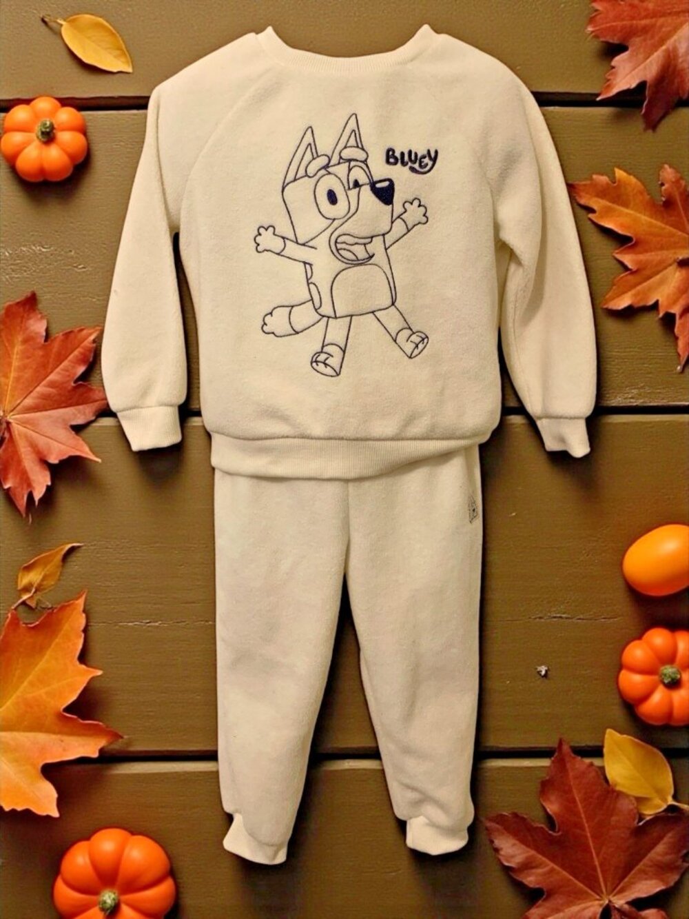 Bluey Baby Boy Sweatshirt Jogger Pants Size 3T Cream Long Sleeve Tapered Ankles